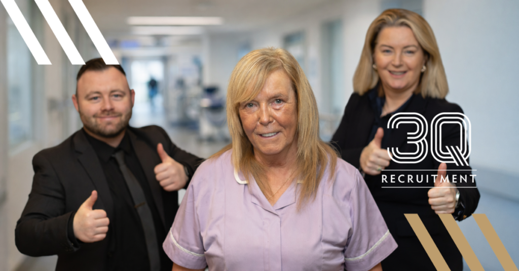 3Q Recruitment Healthcare Assistant speaking with a care manager in an Irish healthcare setting, reflecting supportive and compliant temporary staffing. Experienced Addiction Nurse working in Dublin. Clinical Nurse Manager 1 jobs, Assistant Director of Nursing (ADON) - Dublin City Centre Jobs