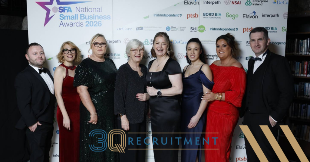 3Q Recruitment Wins Workplace Wellbeing Award at SFA National Small Business Awards 2026 2 3Q Recruitment Workplace Wellbeing Award winners supporting safer healthcare staffing in Ireland